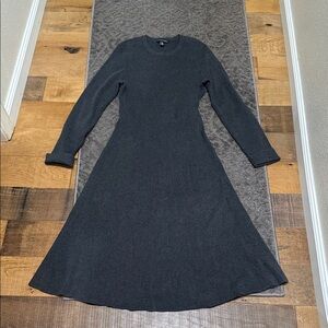 Saks Fifth Avenue Black Long-Sleeve A-Line Knit Dress